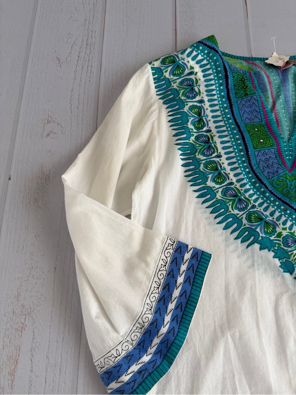 Peppermint Bay Cotton Embroidered Tunic Cover Up Dress Boho Large L - Picture 4 of 6
